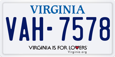 VA license plate VAH7578