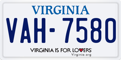 VA license plate VAH7580