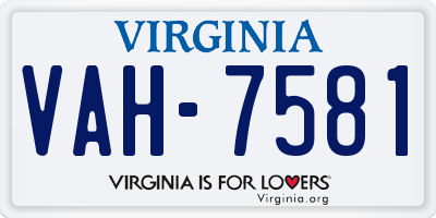 VA license plate VAH7581