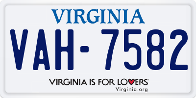 VA license plate VAH7582