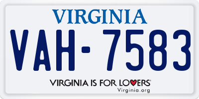 VA license plate VAH7583