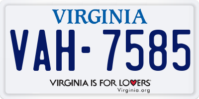 VA license plate VAH7585