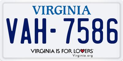 VA license plate VAH7586