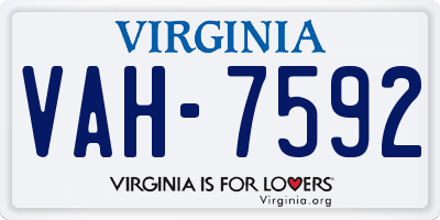 VA license plate VAH7592