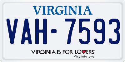 VA license plate VAH7593