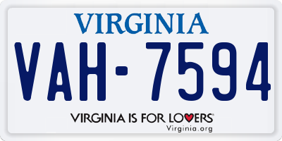 VA license plate VAH7594