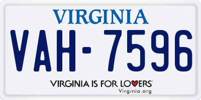 VA license plate VAH7596