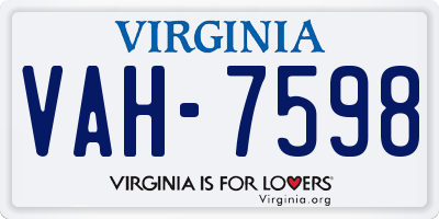 VA license plate VAH7598