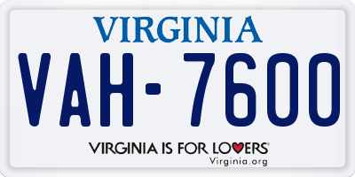 VA license plate VAH7600