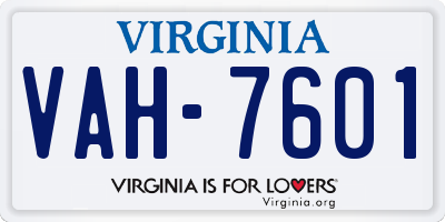 VA license plate VAH7601