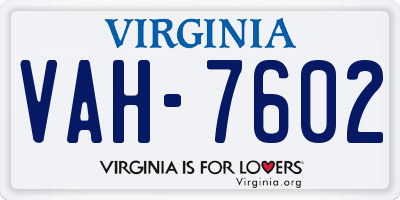 VA license plate VAH7602