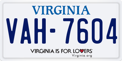 VA license plate VAH7604