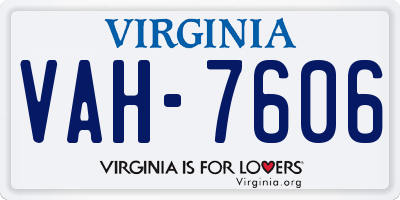 VA license plate VAH7606
