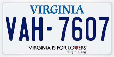 VA license plate VAH7607