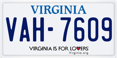VA license plate VAH7609