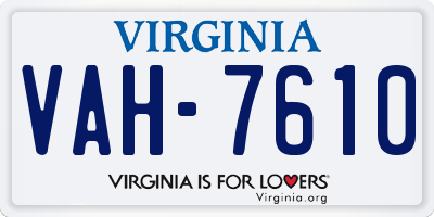VA license plate VAH7610