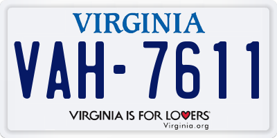 VA license plate VAH7611