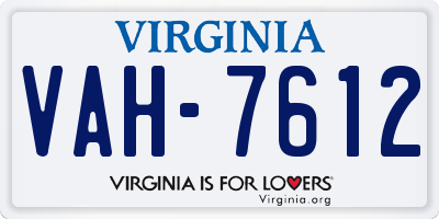 VA license plate VAH7612