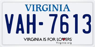 VA license plate VAH7613