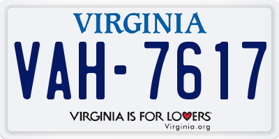 VA license plate VAH7617