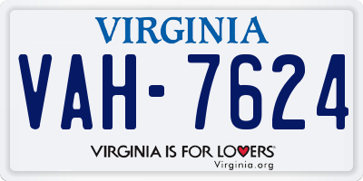 VA license plate VAH7624
