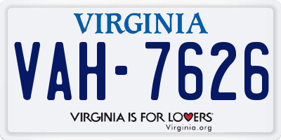VA license plate VAH7626
