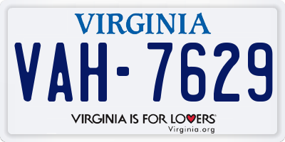 VA license plate VAH7629