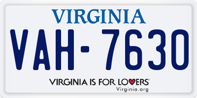 VA license plate VAH7630