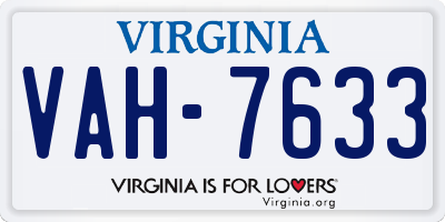 VA license plate VAH7633