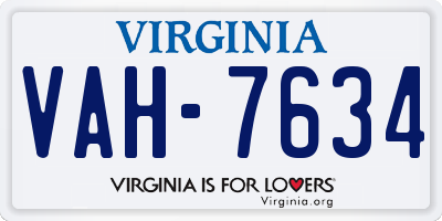 VA license plate VAH7634