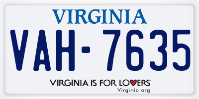 VA license plate VAH7635