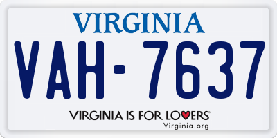 VA license plate VAH7637