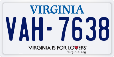 VA license plate VAH7638