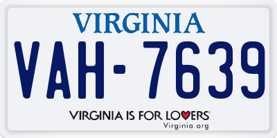 VA license plate VAH7639