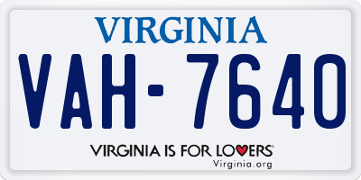 VA license plate VAH7640