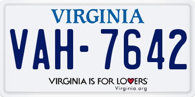VA license plate VAH7642