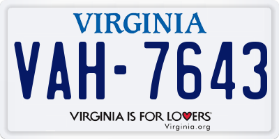 VA license plate VAH7643