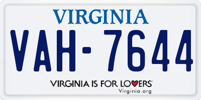 VA license plate VAH7644