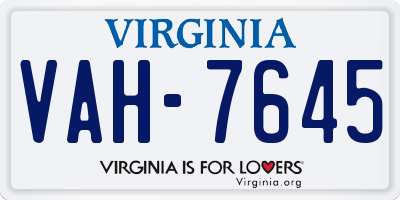 VA license plate VAH7645