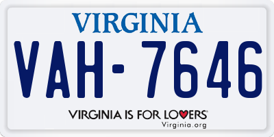 VA license plate VAH7646