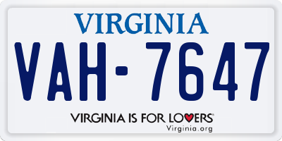 VA license plate VAH7647