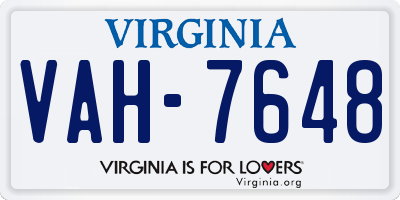 VA license plate VAH7648