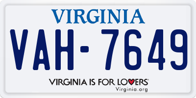 VA license plate VAH7649