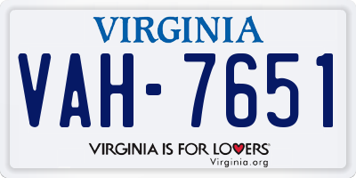 VA license plate VAH7651