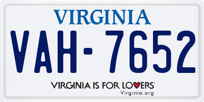 VA license plate VAH7652