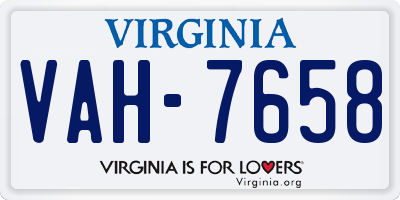 VA license plate VAH7658