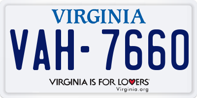 VA license plate VAH7660