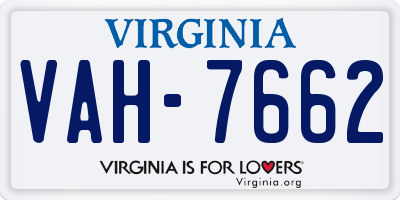 VA license plate VAH7662