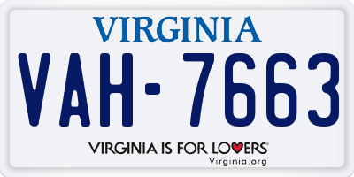 VA license plate VAH7663
