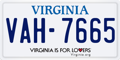 VA license plate VAH7665